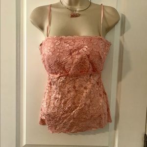 Peach shimmer lace top
